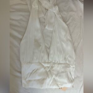 SHEIN White Satin and Chiffon Triangle Halter Top